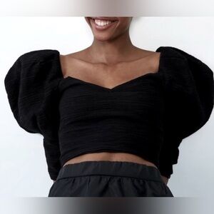 Zara Black Puff Sleeve Top